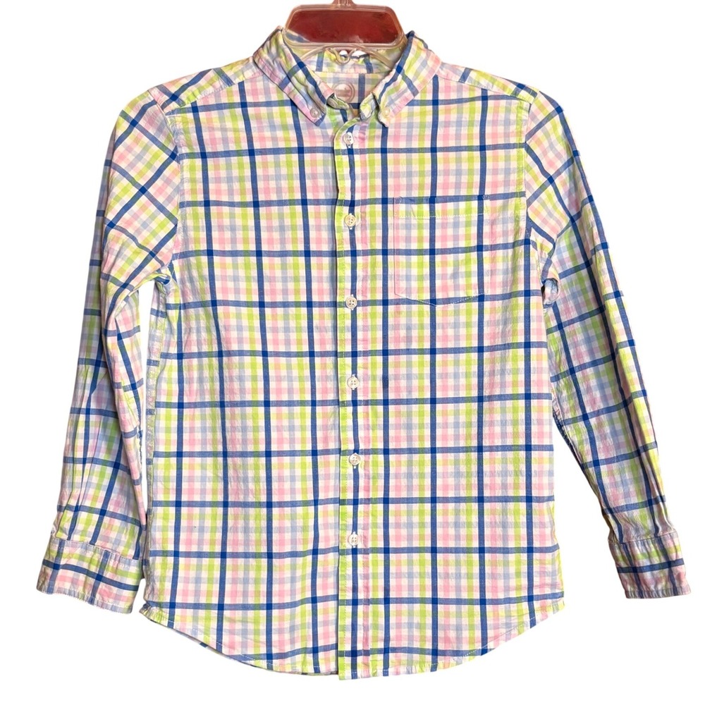 Wonder Nation Plaid Button Down Shirt Kids L 10-12 Multi Good Long Sleeve Pocket